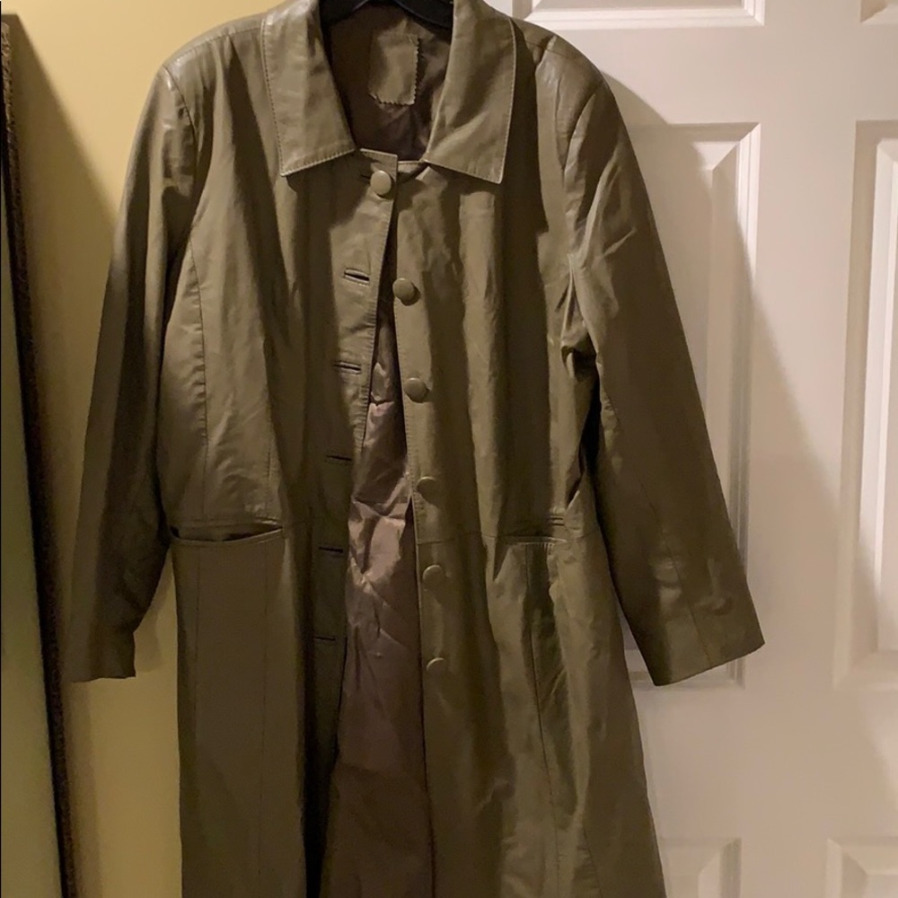 Leather trench coat